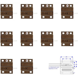 10 MICROCONTATTI MAGNETICI NC A MATTONCINO DA ESTERNO Securvera ST-10MXMCFEPD