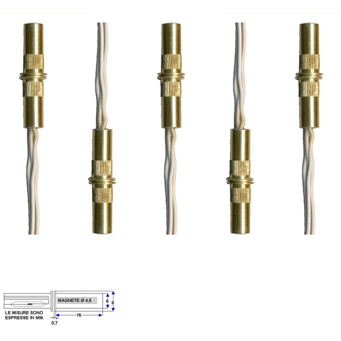 5 MINICONTATTI MAGNETICI DA INCASSO CILINDRICI A CHIODO Securvera ST-105CCMOCOE
