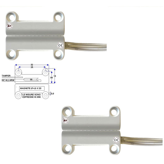 2 CONTATTI MAGNETICI A MATTONCINO DA ESTERNO CONTATTO NC Securvera ST-400DMMBFTB