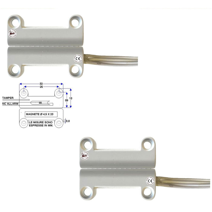 2 CONTATTI MAGNETICI A MATTONCINO DA ESTERNO CONTATTO NC Securvera ST-400DMMBFTB