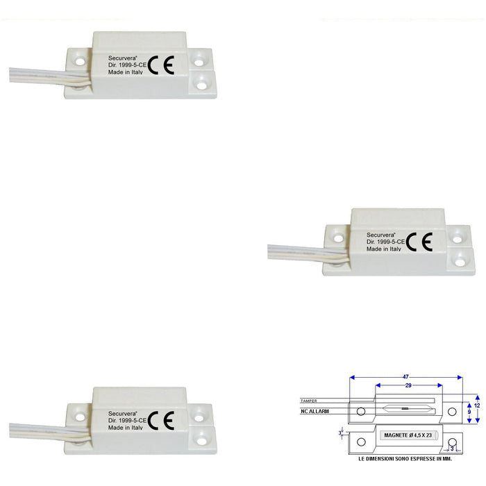 3 CONTATTI MAGNETICI NC A MATTONCINO DA ESTERNO Securvera ST-405TCMABTC