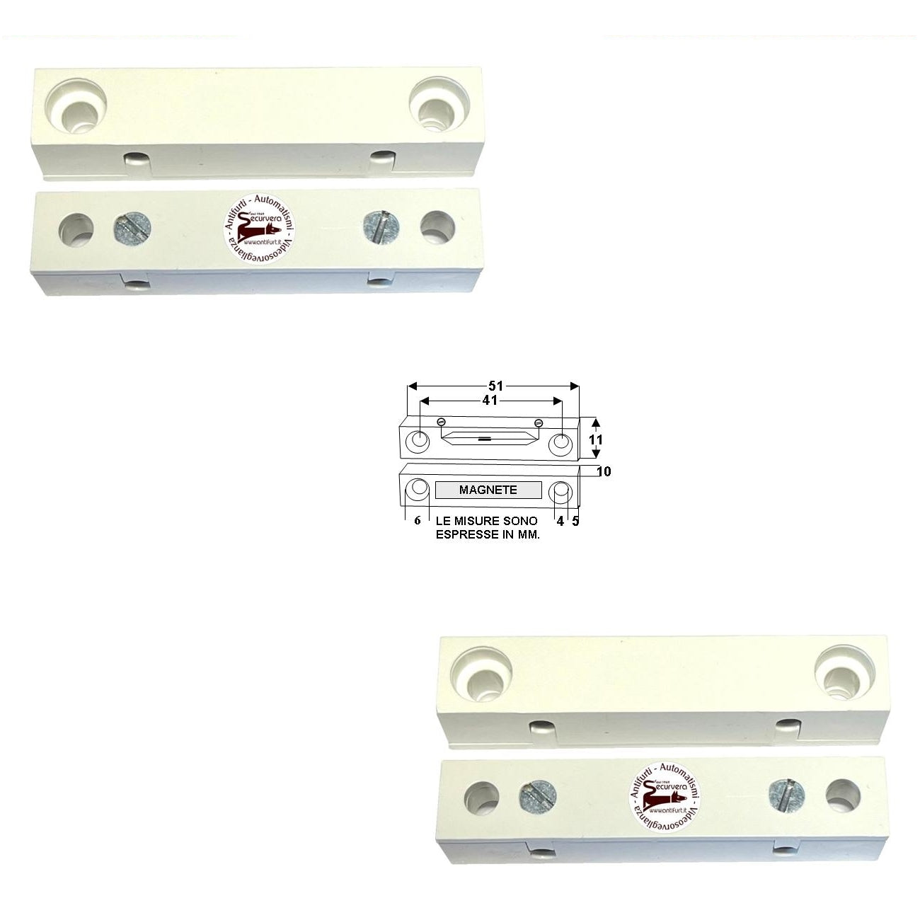2 CONTATTI MAGNETICI DA ESTERNO PER INFISSI NON FERROSI Securvera ST-41BCMEP2SA