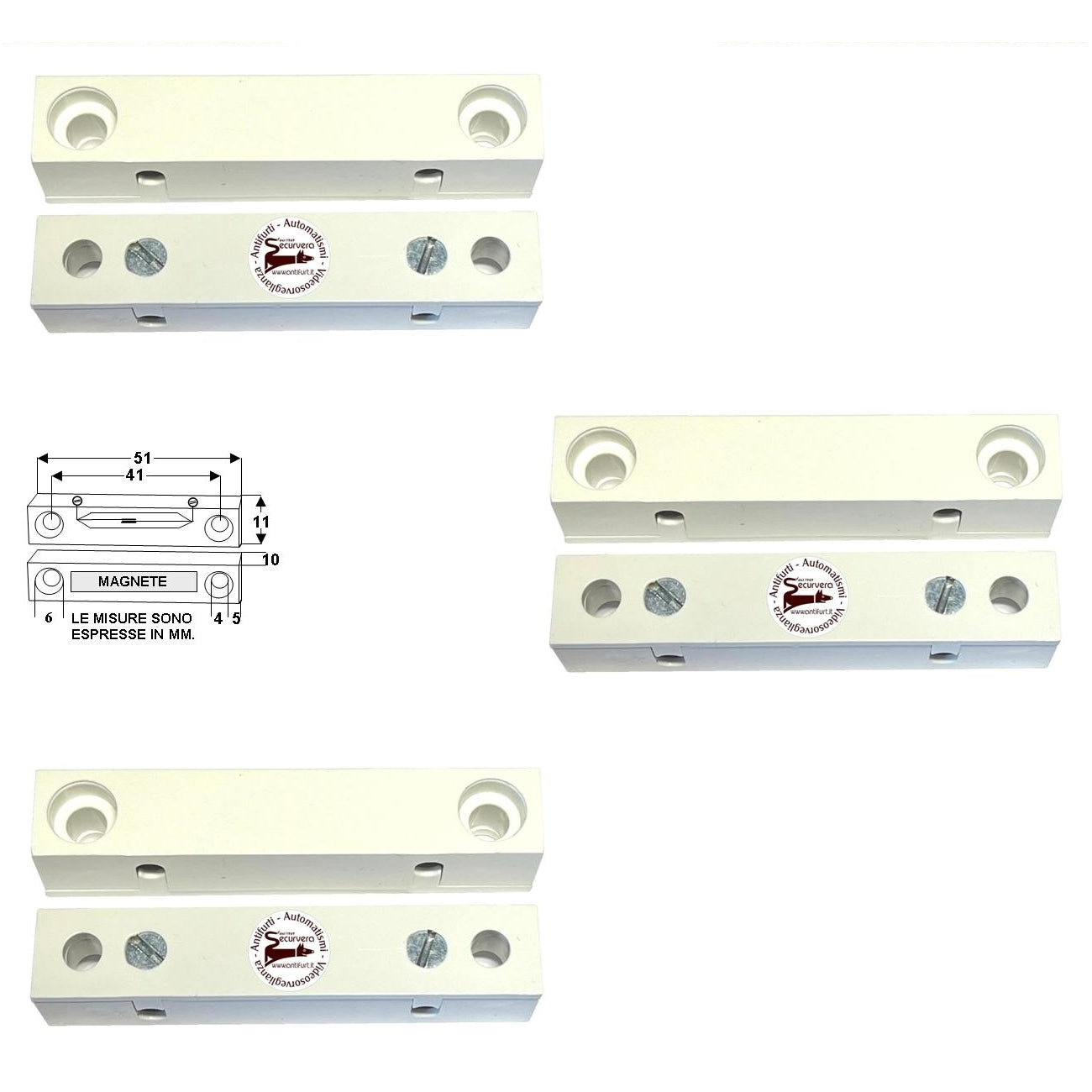 3 CONTATTI MAGNETICI DA ESTERNO PER INFISSI NON FERROSI Securvera ST-41BCMEP3SD