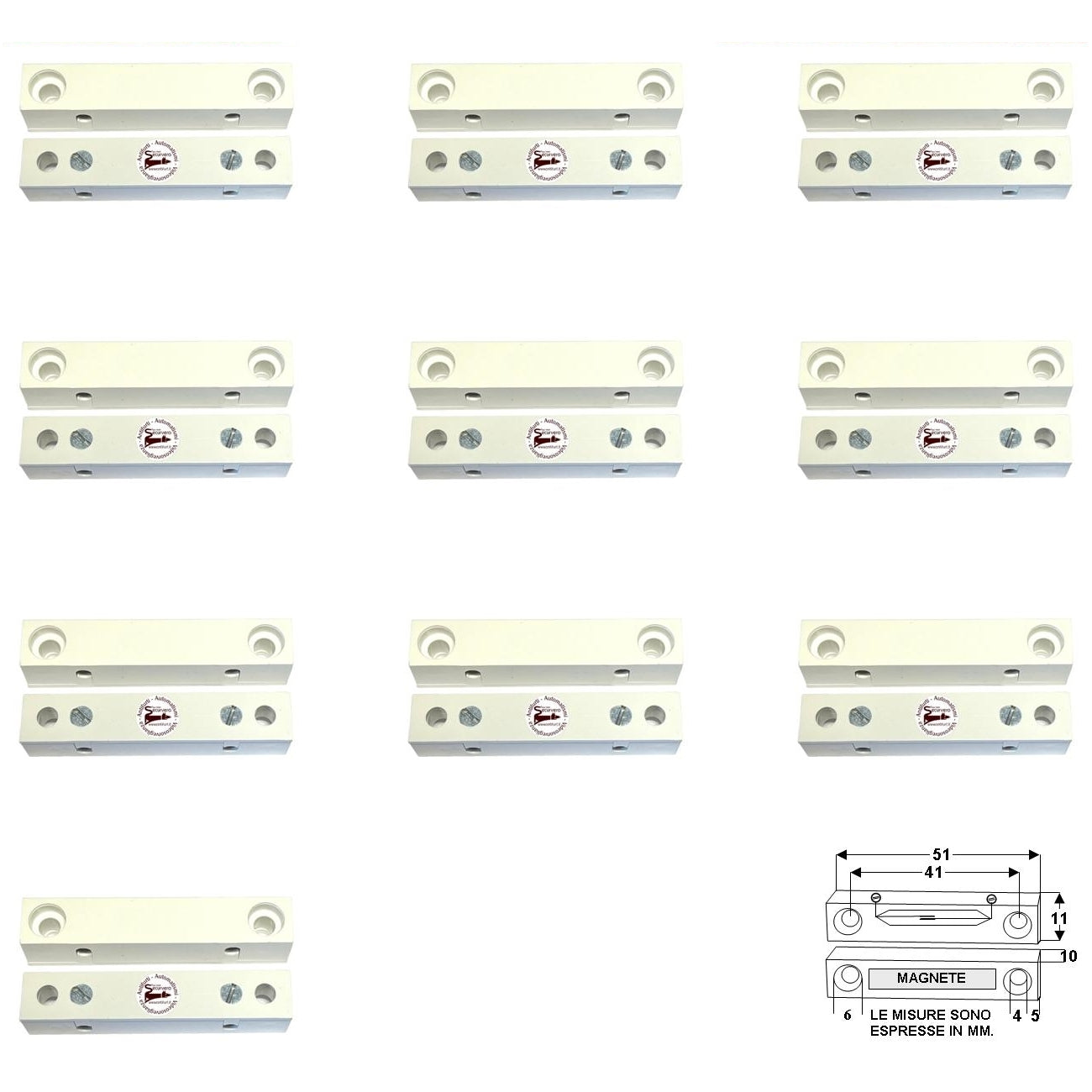10 CONTATTI MAGNETICI DA ESTERNO PER INFISSI NON FERROSI Securvera ST-41BCMEPXSB