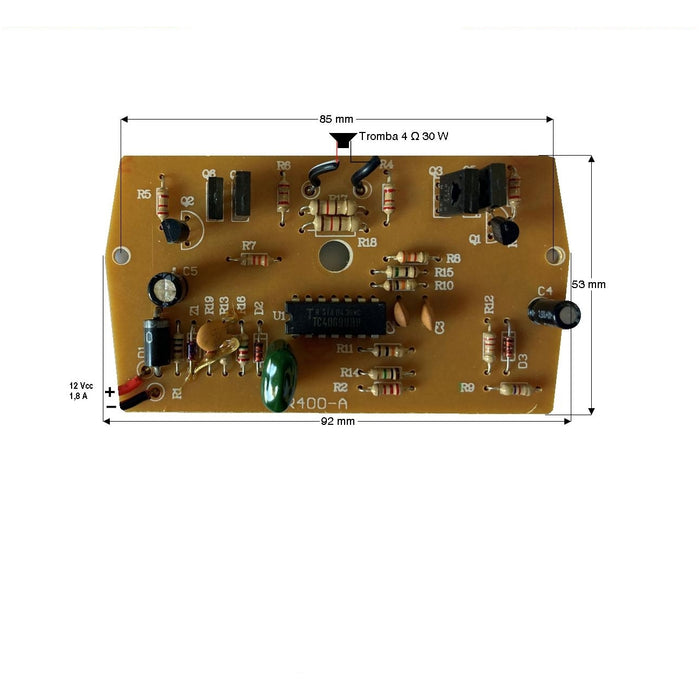 CIRCUITO 12V GENERATORE DI NOTA SIRENA USCITA PER TROMBA Securvera SV-CR7GNSCASC
