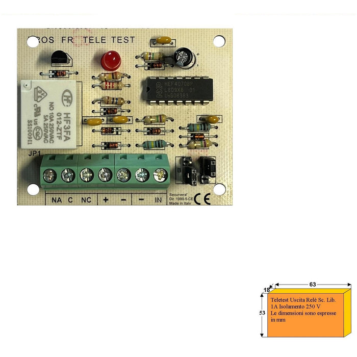 TELETEST SEGNALA LO STATO DI ANTIFURTO O MACCHINARIO Securvera SS-TSLRASSIDE