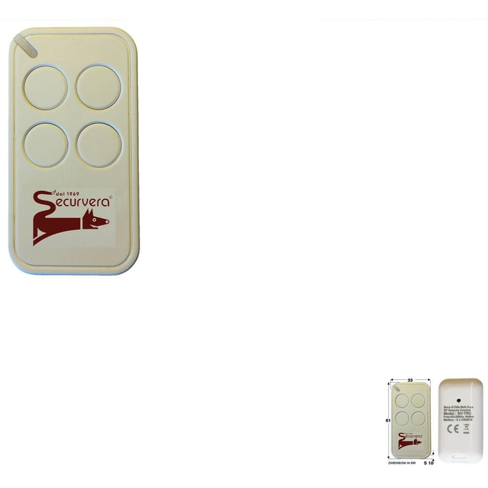 RADIOCOMANDO 4 CANALI CODICE UNIVOCO E INCOPIABILE Securvera SV-TRCTRC4CSA