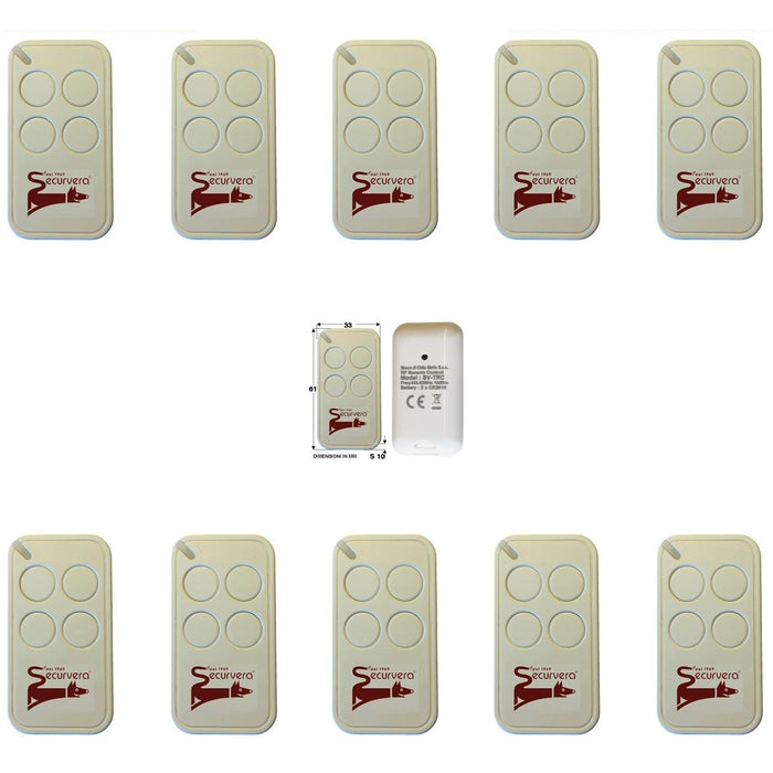 10 RADIOCOMANDI 4 CANALI CODICE RC UNIVOCO INCOPIABILE Securvera SV-TRCDRC4CSE