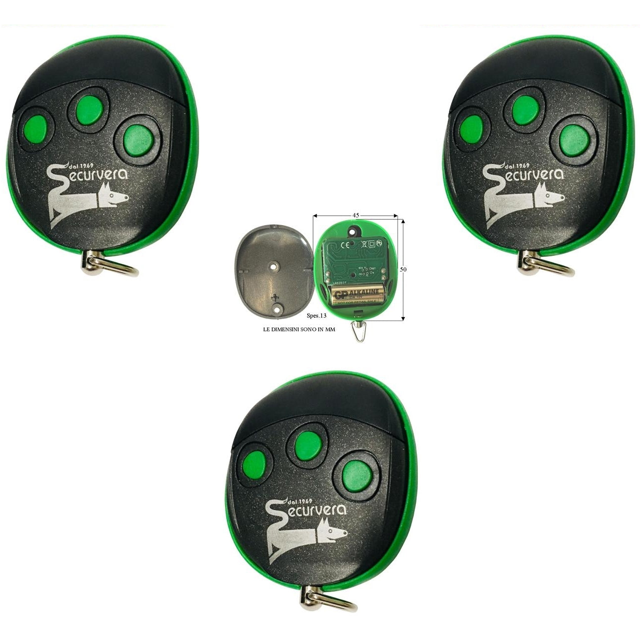 3 RADIOCOMANDI CLONATORI 3 CANALI DEFAULT Securvera SV-RAT3RCTCSA