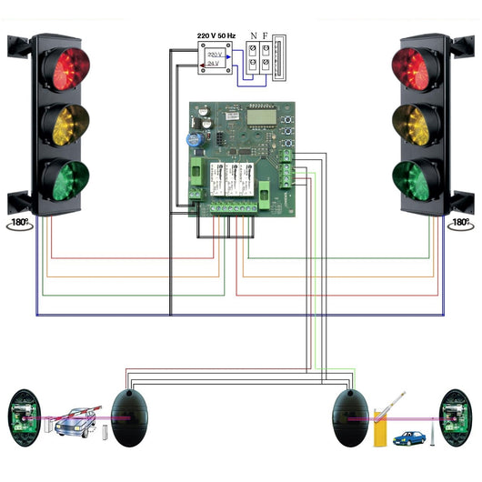 IMPIANTO SEMAFORI 3 LUCI 24 LED ROSSA GIALLA VERDE 24V Securvera SK-STLFBSL3SA