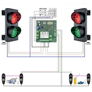 KIT IMPIANTO SEMAFORICO 2 LUCI 24 LED ROSSI 24 LED VERDI Securvera SK-SDLIS2L2FC