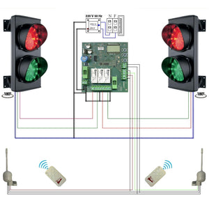IMPIANTO SEMAFORICO RADIOCOMANDATO 2 LUCI 24 LED Securvera SK-SLD2SL2RTC