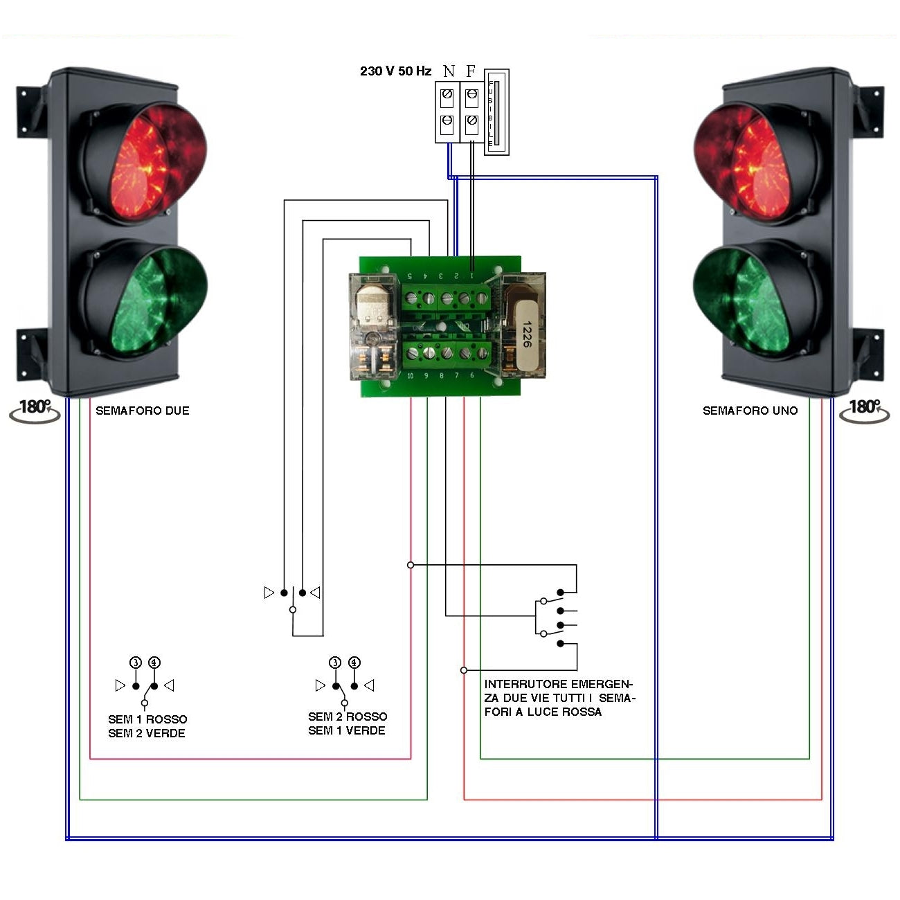 IMPIANTO SEMAFORICO MANUALE TELEINVERTITORE 24 LED Securvera SK-SDTIMS2LRD