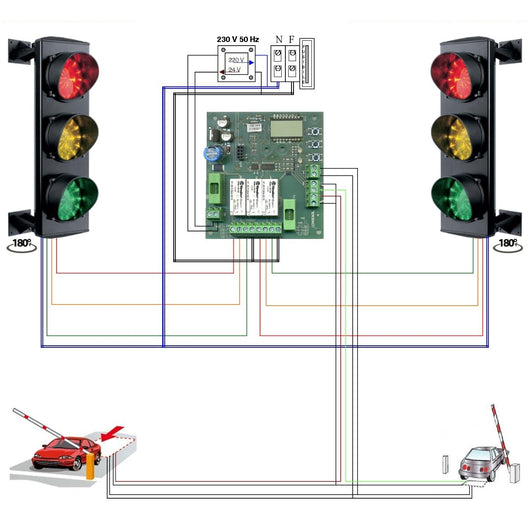 IMPIANTO SEMAFORICO 3 LUCI LED ROSSO GIAL LO VERDE 230V Securvera SK-SL3TSL3SMD