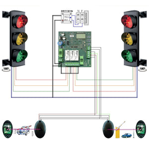 IMPIANTO SEMAFORI 3 LUCI 24 LED ROSSA GIALLA VERDE 24V Securvera SK-STLFBSL3SE