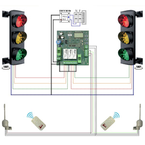 IMPIANTO SEMAFORI RADIOCOMANDATI 3 LUCI LED Securvera SK-STLCRSL3SD