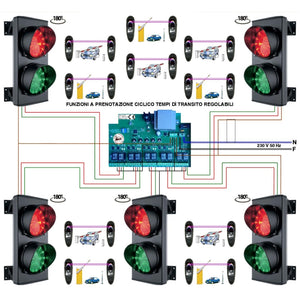 IMPIANTO 5 SEMAFORI 2 LUCI LED ROSSI E VERDI 24Vac Securvera SK-SLC2L5F5SD