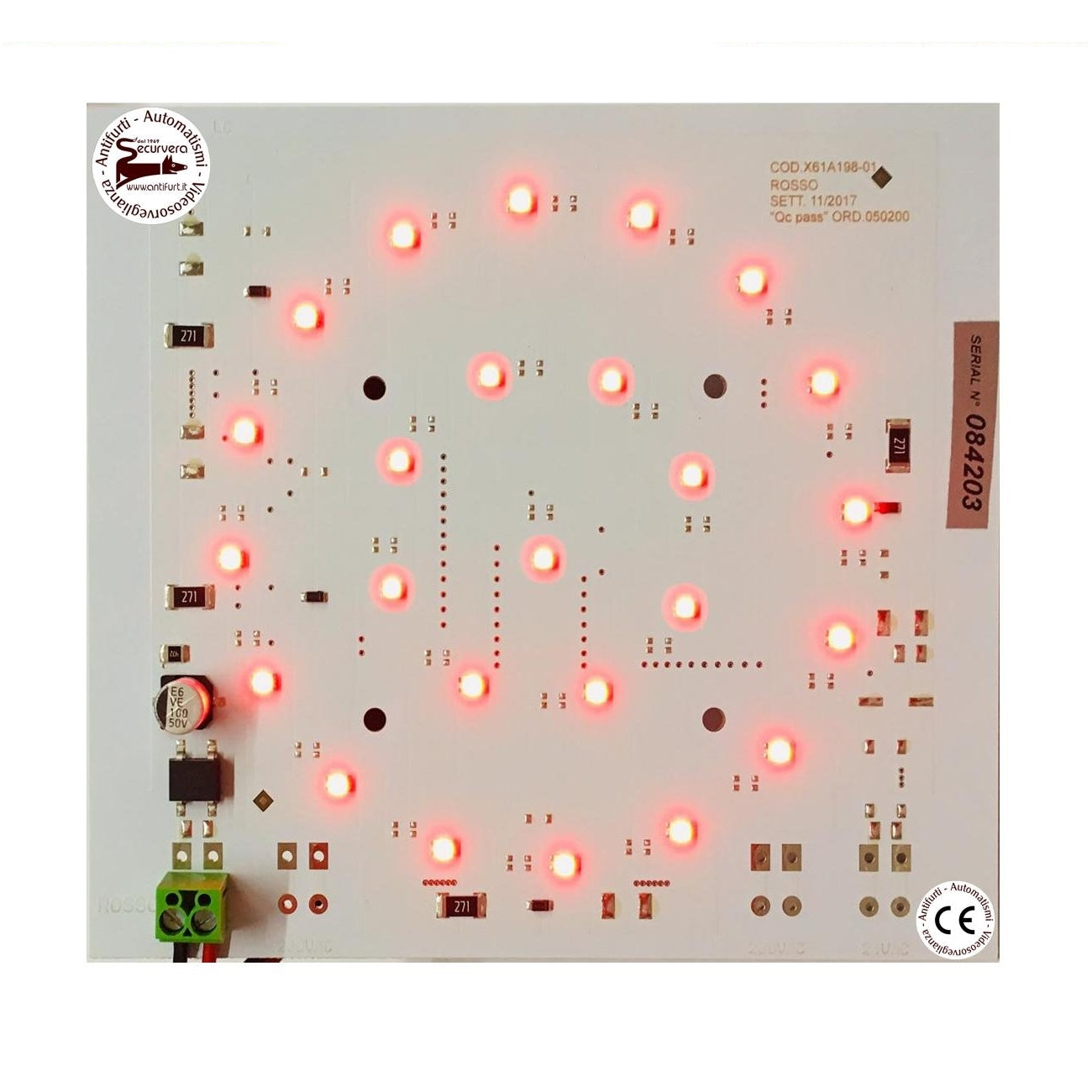 SCHEDA CIRCUITO CON 24 LED ROSSI 24Vacdc PER SEMAFORO Securvera SS-SSRCLRLALA