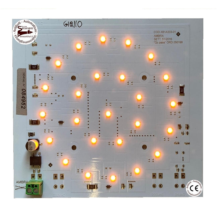 SCHEDA CIRCUITO CON 24 LED GIALLI 24Vacdc PER SEMAFORO Securvera SS-SSGCLGLALA