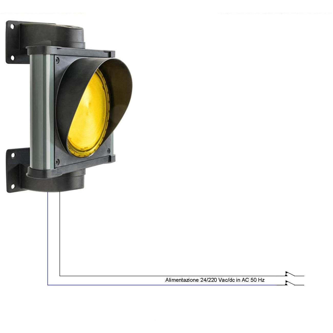 SEMAFORO LUCE GIALLA 24 LED Ø VETRO 141 mm 24/220V IP66 Securvera SV-LGSLAUELRE