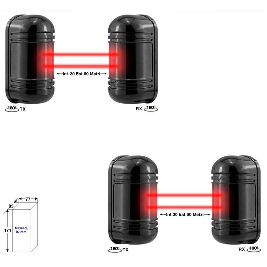 2 BARRIERE IR ATTIVI ORIENTABILI DOPPIO FASCIO SINCRO Securvera SD-BET2BDRSOA