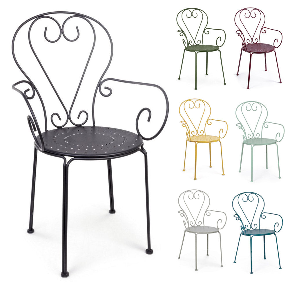 Sedia da Giardino Esterno Pranzo in Metallo Acciaio Terrazzo Impilabile Etienne Colore principale: Bianco