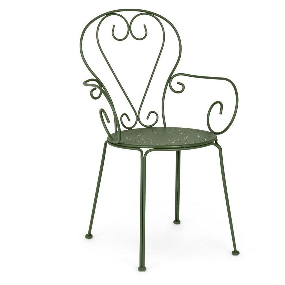 Sedia da Giardino Esterno Pranzo in Metallo Acciaio Terrazzo Impilabile Etienne Colore principale: Verde