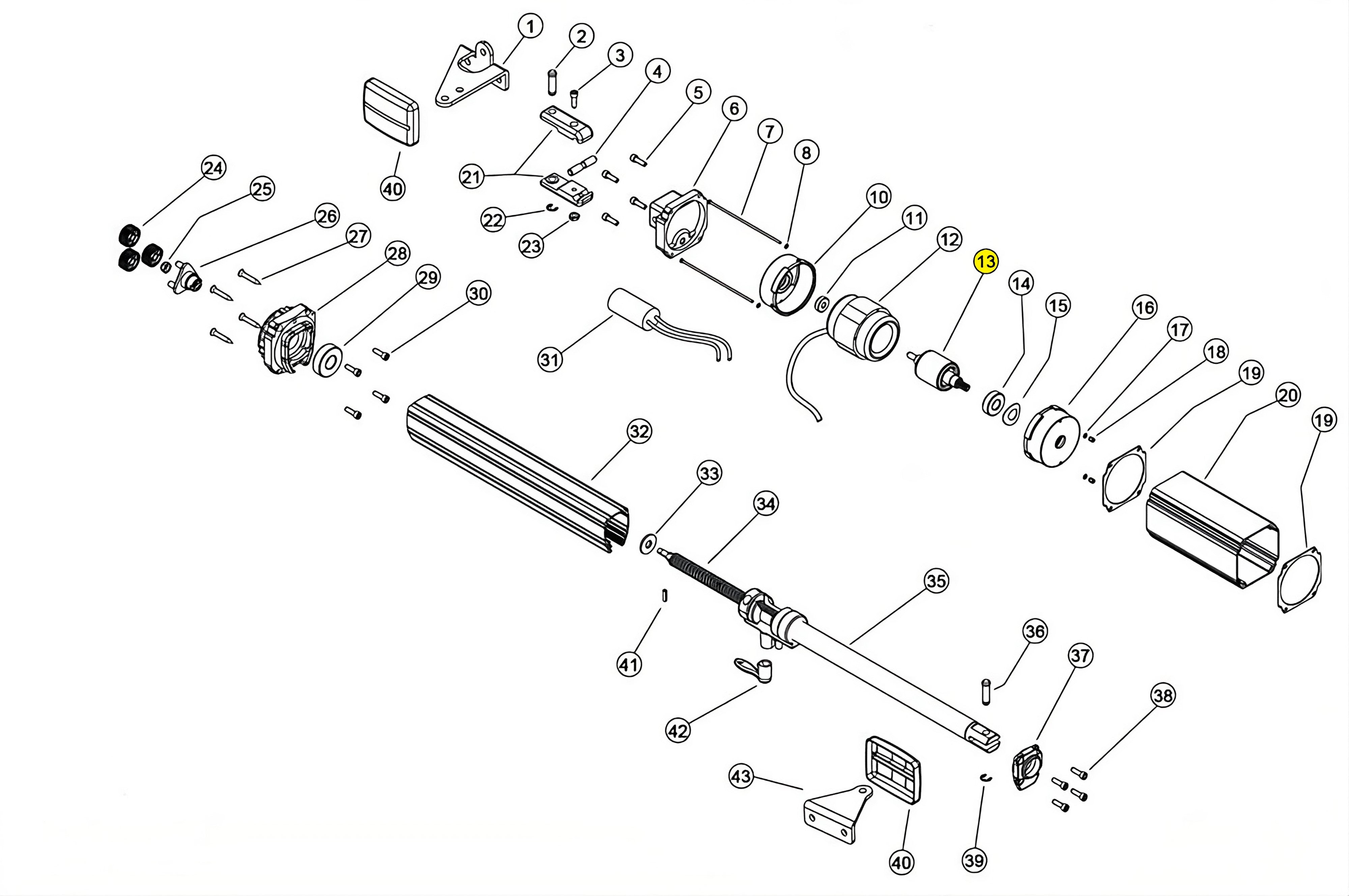 121334 GRUPPO ALBERO MOTORE LINEAR 11 VH 230V RICAMBIO