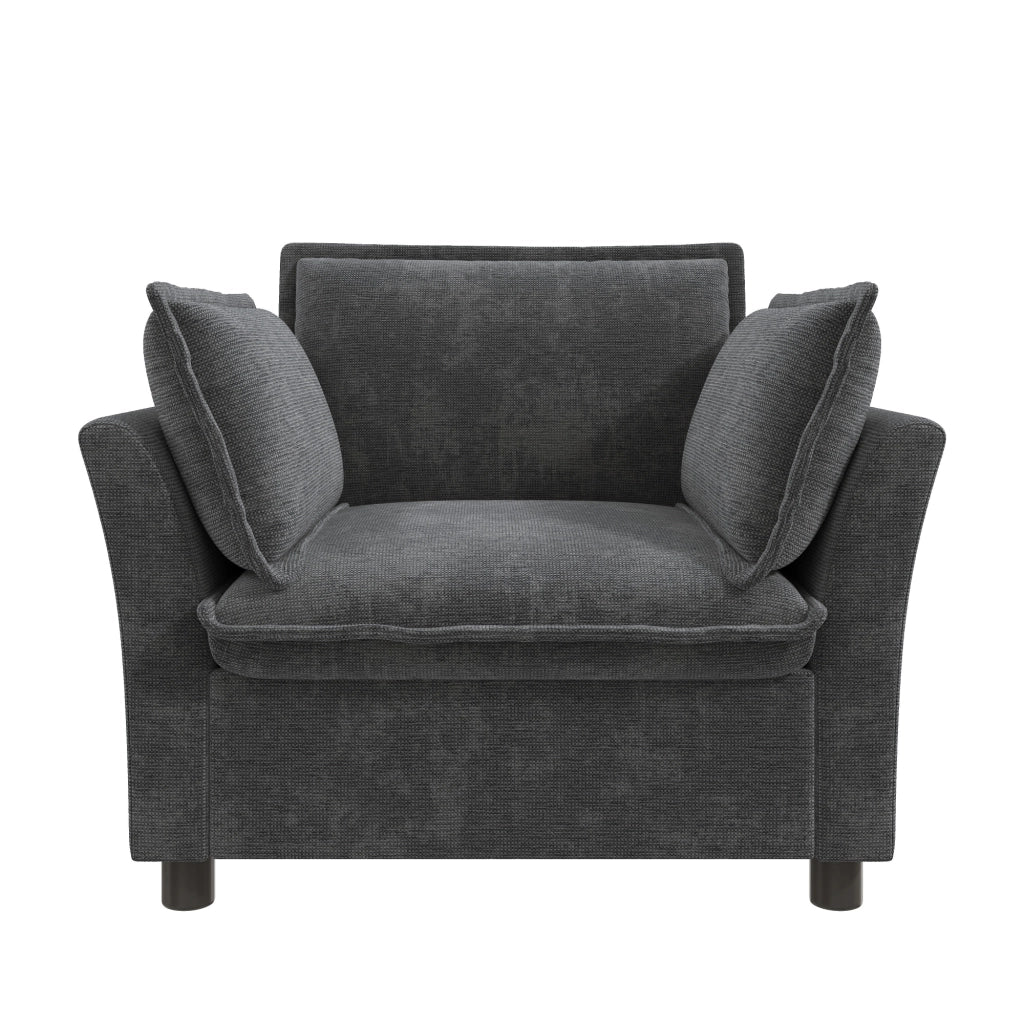 POLTRONA 90x81x87 cm in Chenille Grigia con 2 cuscini