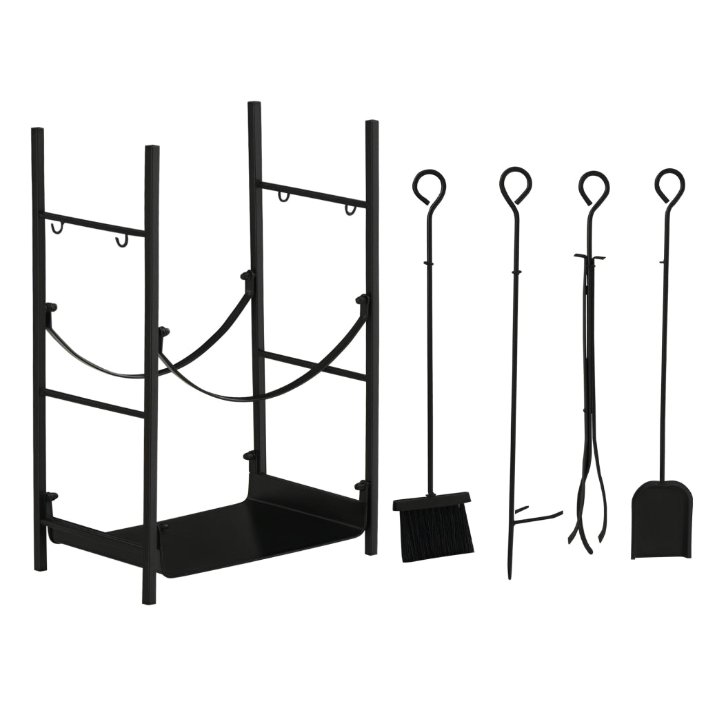 Porta Legna Interno Esterno 2 Ripiani ¨C Zephmum ¨C Nero 44.5x29.5x73 cm