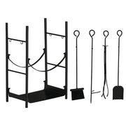 Porta Legna Interno Esterno 2 Ripiani ¨C Zephmum ¨C Nero 44.5x29.5x73 cm