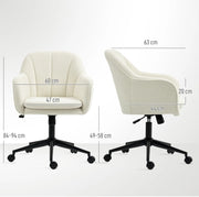 Sedia da ufficio beige in poliestere effetto velluto con altezza regolabile