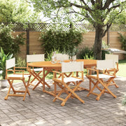 vidaXL Sedie da Giardino Pieghevoli 6 pz Bianco Crema in Tessuto