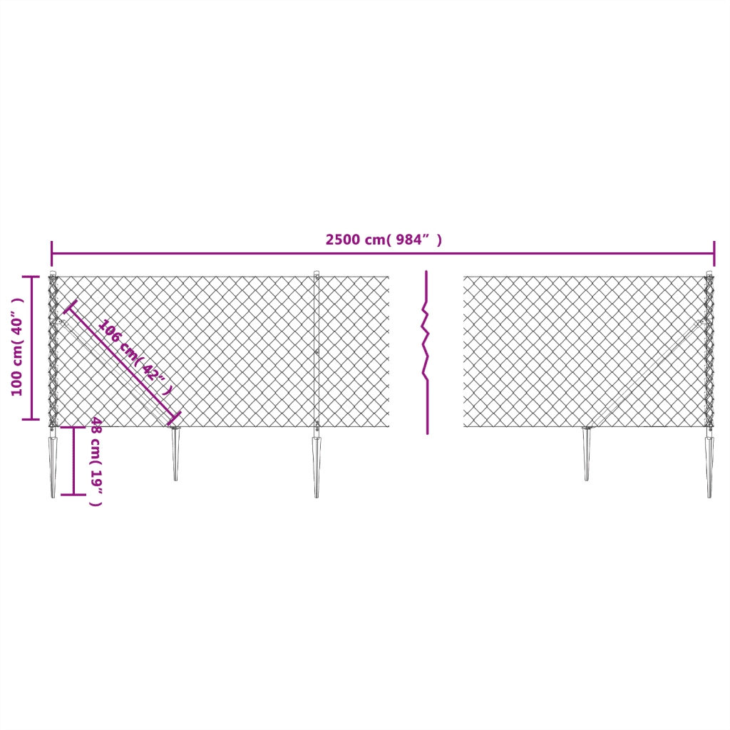 Recinzione da Giardino | Recinzione a Rete con Picchetti Ancoraggio Verde 1x25 m