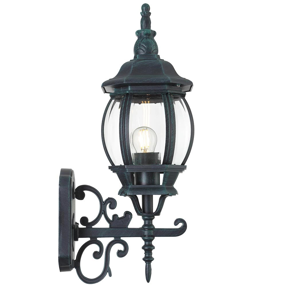 Lanterna da Giardino 22 x H 52 cm Stile Vittoriano Classico 1 x E27 Verde Bronzo