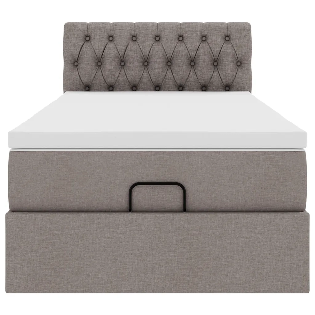 Pouf Letto con Materasso e LED Tortora 90x200 cm in Tessuto 3312364
