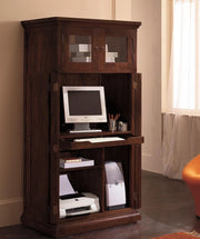 Mobile con Scrivania Incorporata Porta PC Ripiano a 2 Ante in Legno Nero