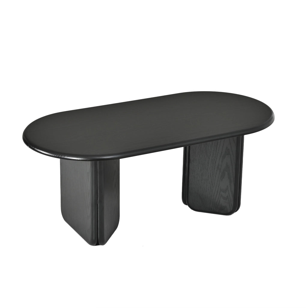 Tavolino da caffè ovale 99x50x40 cm in MDF nero con gambe arrotondate