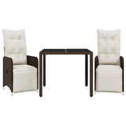 Set Bistr¨° da Giardino 3 pz | Set Salotto da Giardino con Cuscini in Polyrattan Marrone
