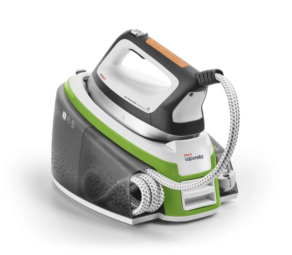 Polti Vaporella Instant VI50.20 - Ferro da stiro con caldaia, serbatoio 2 L, pressione 8 bar, potenza 2400 W, funzioni: 4 programmi + ECO + anticalcare automatico + riscaldamento rapido (1 min), piastra alluminio, colore Bianco-verde