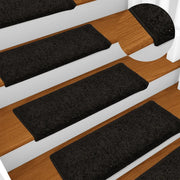 Tappetini per scale 15 pz 65x21x4 cm Nero Bordo rettangolare 134576
