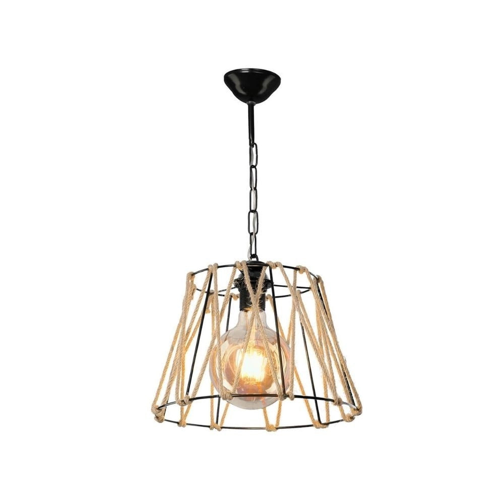 Lampada a sospensione metallo e corda Evren ASZ0881 colore nero