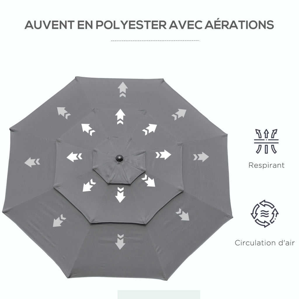 Ombrellone da giardino inclinabile ? 2,85 m ¨C Zephmum ¨C Grigio 180 g/m2