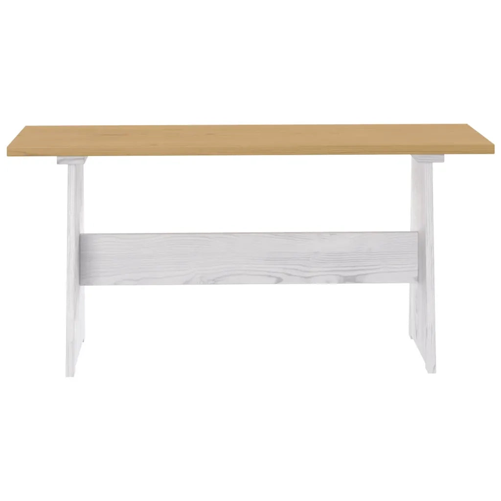 Tavolo da Pranzo con Panca REINE Pino Marrone ambra e Bianco 327253