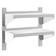 Mensola Muro | Mensola a parete 2 Ripiani 50x30x48 cm Argento Acciaio Inossidabile