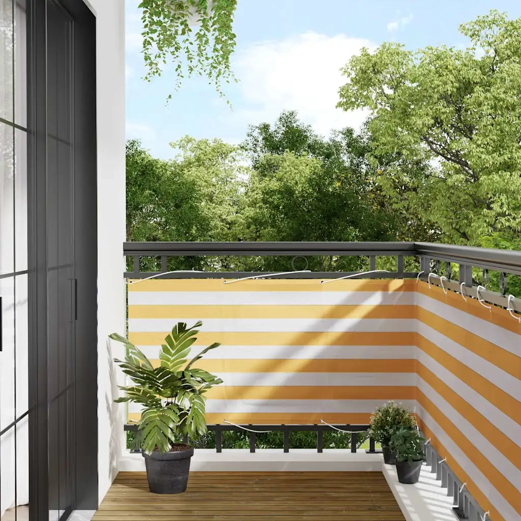 Paravento per Balcone Striscia Gialla e Bianca 75x800 cm CFW2751082