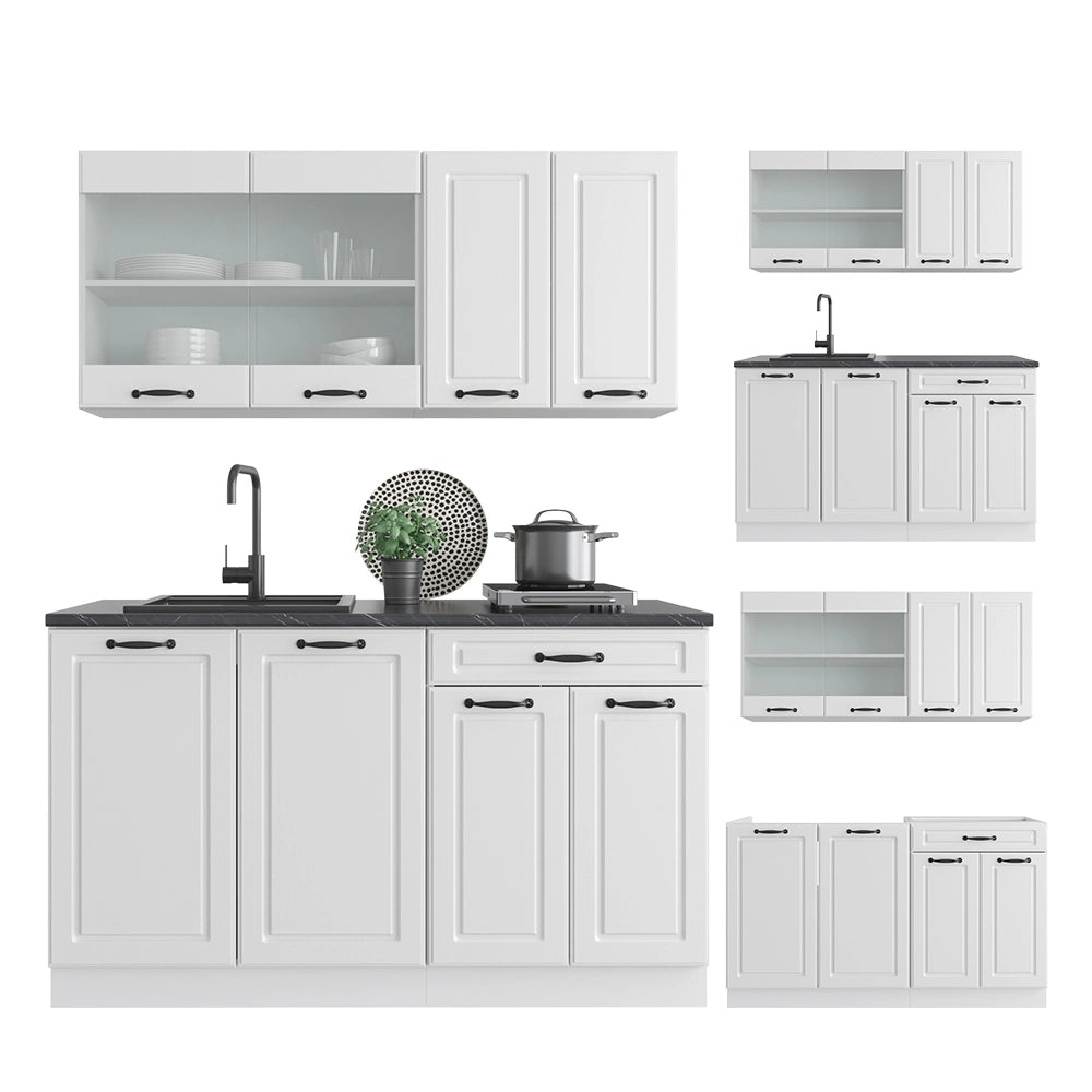 Vicco Cucina monoblocco Casa di campagna bianca/bianco 140 cm , PL Marmo
