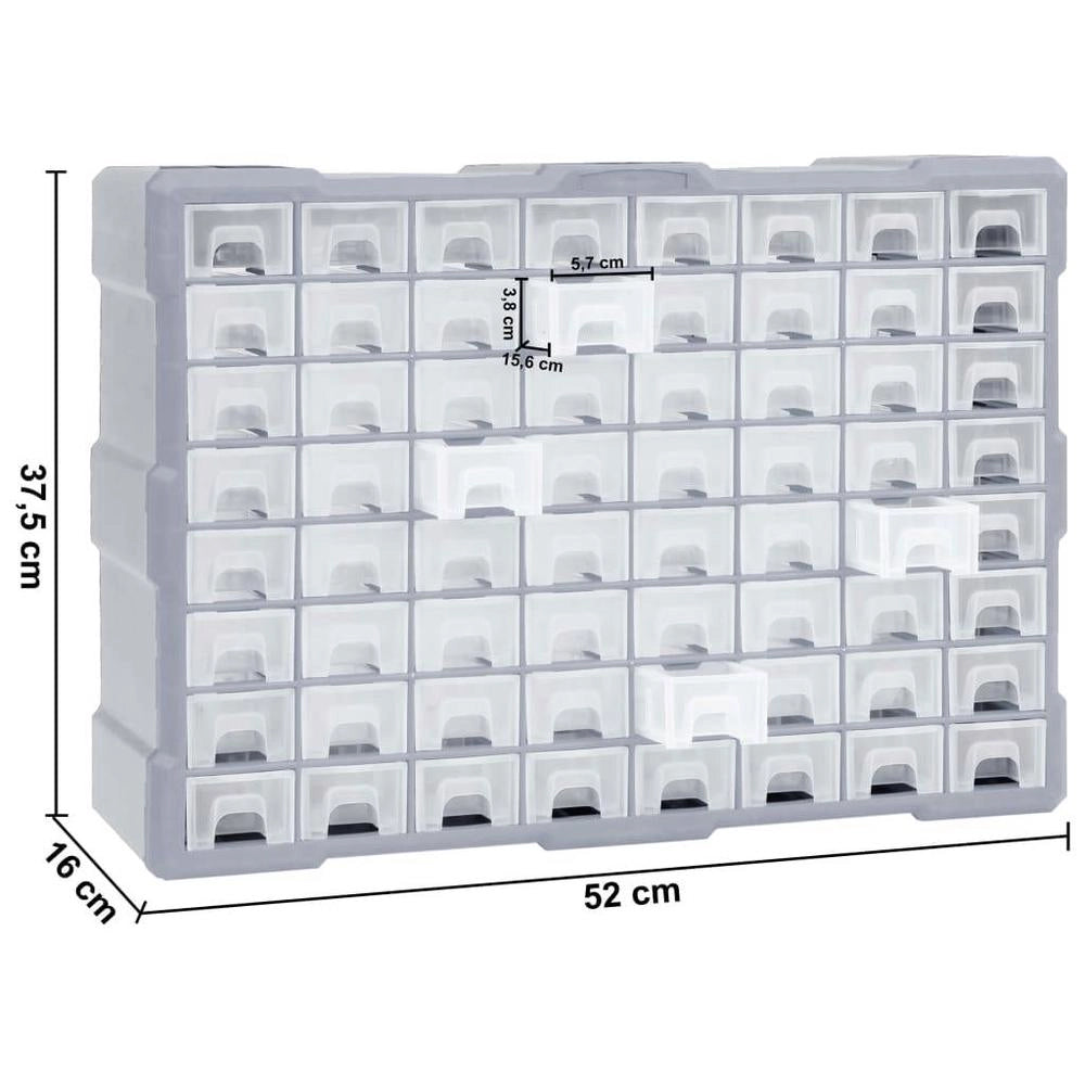 Multi-drawer Organizer With 64 Drawers, 52x16x37.5 Cm