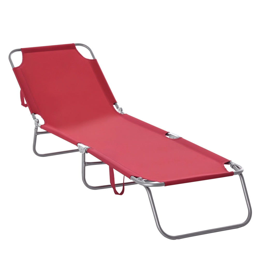 Lettino da giardino pieghevole ¨C zephmum ¨C 187x55x24, rosso bordeaux, metallo