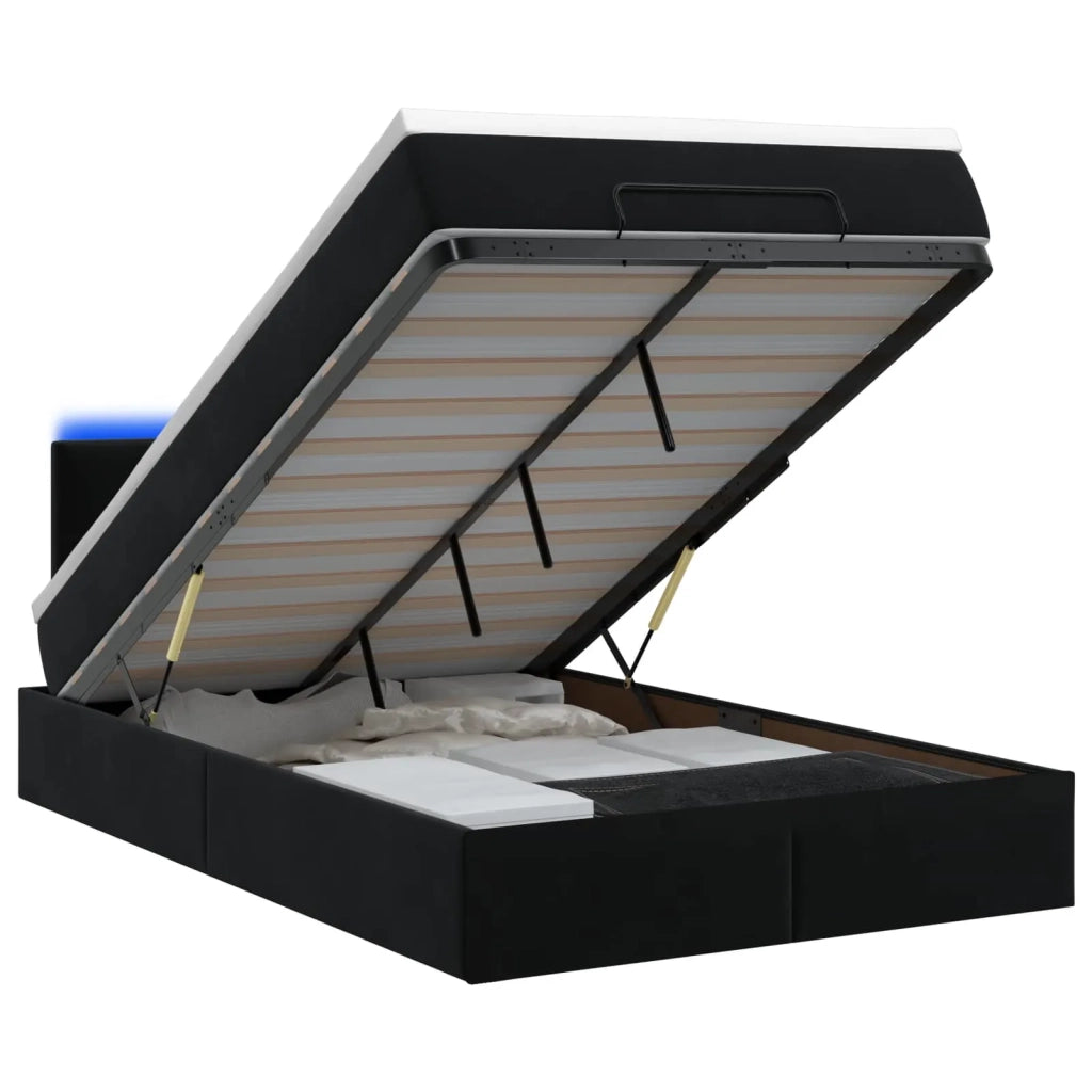 Letto Ottomano con Materasso e LED Nero 120 x 190 cm Velluto 3458291